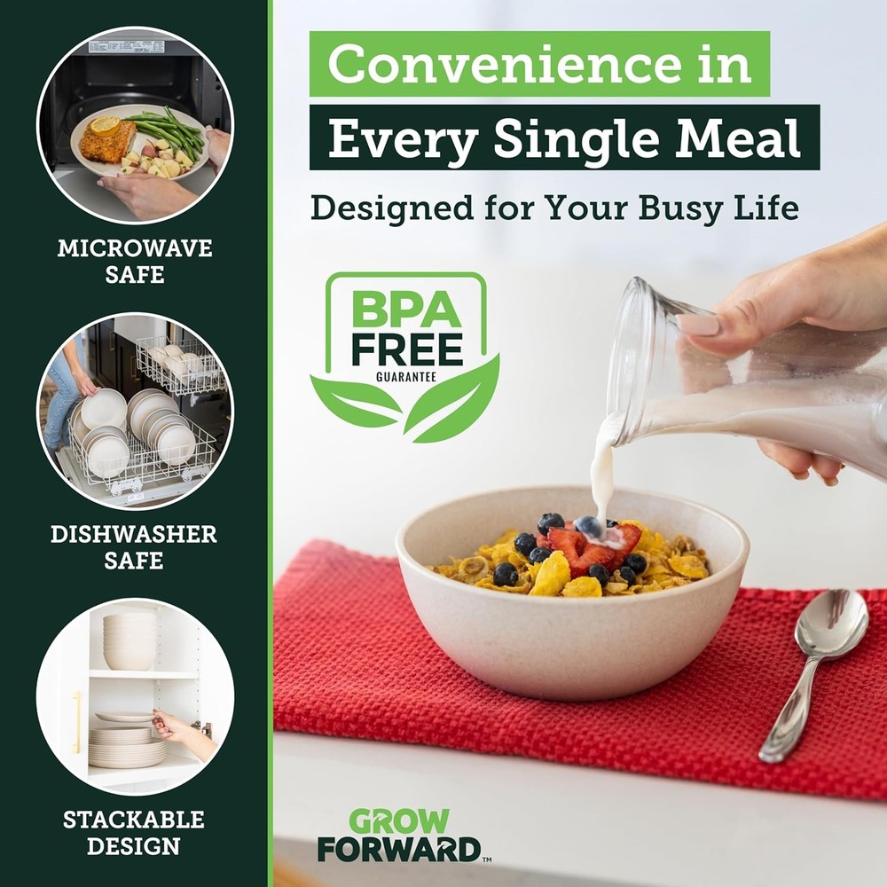 Grow Forward 24-piece Premium Wheat Straw Dinnerware Sets for 8 - Unbreakable Di