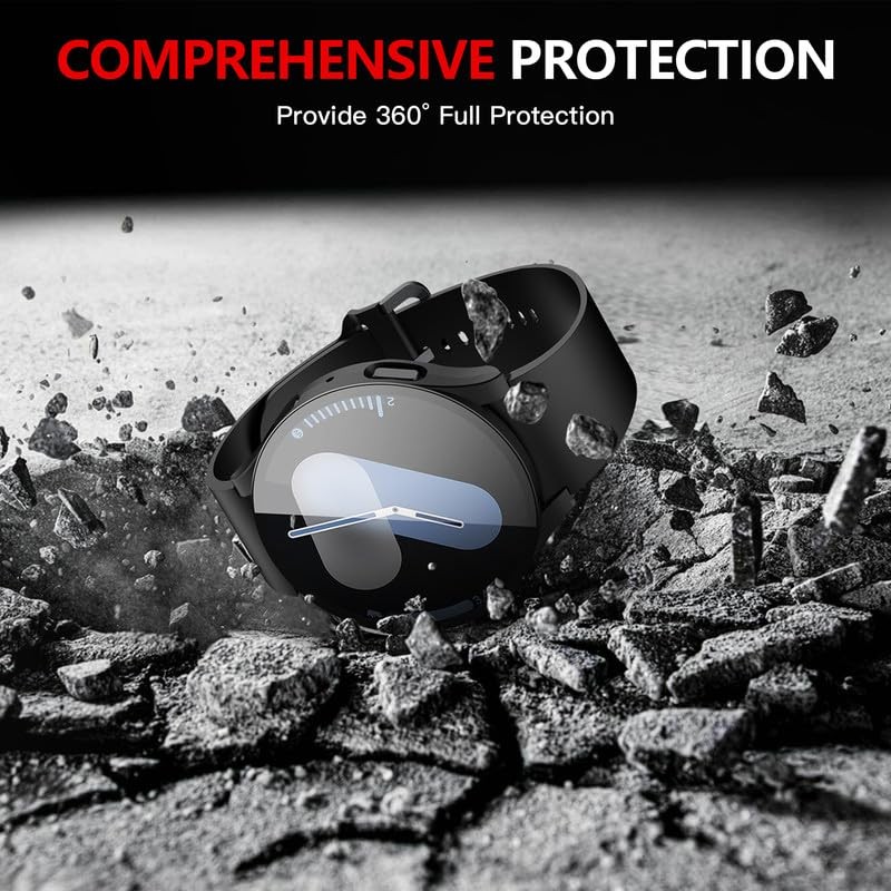 2-Pack Hard PC Screen Protector Case for Galaxy Watch 7 (44mm) Black(2-Pack)