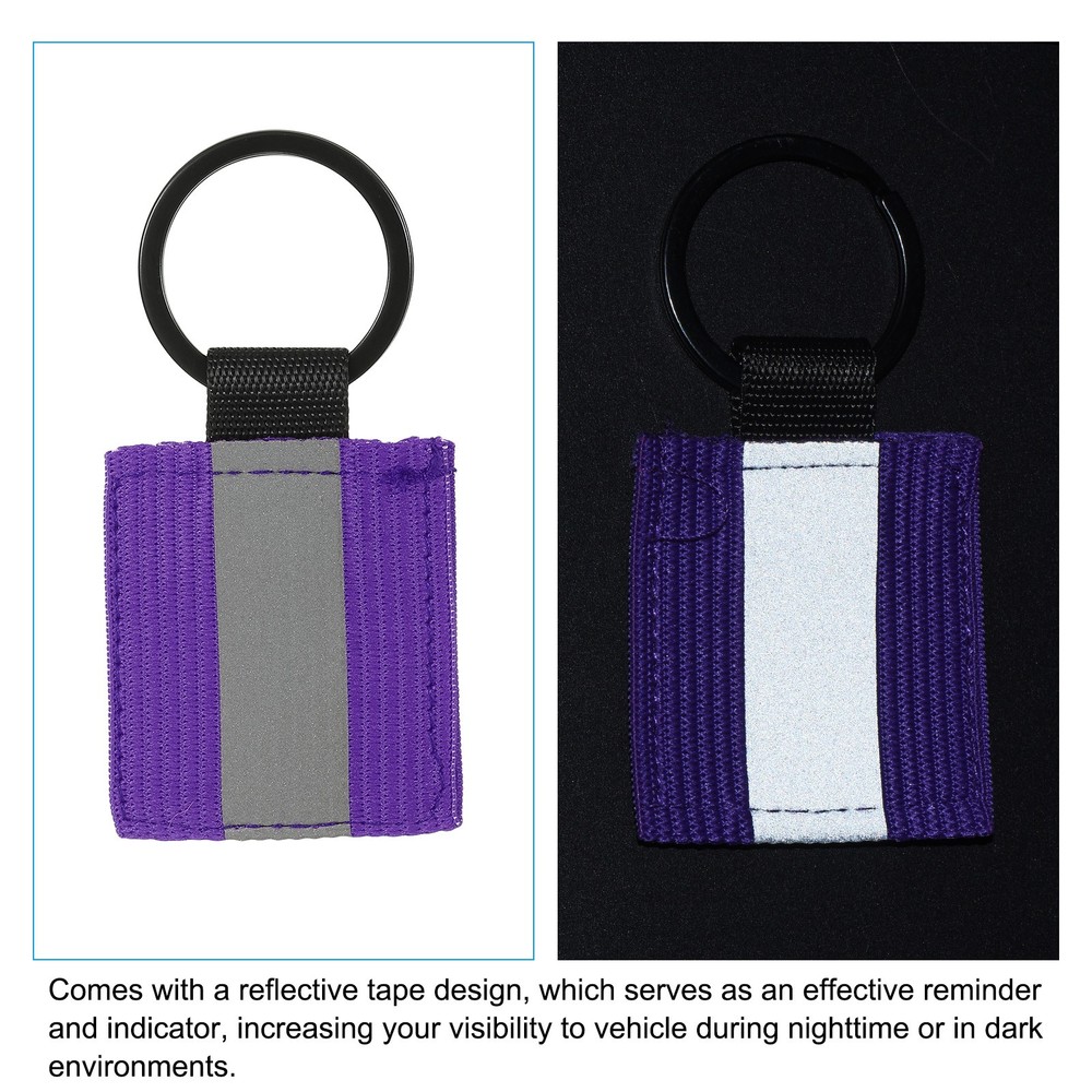 12 Pcs Reflective Keychain Tags, Reflective Zipper Pulls, Purple