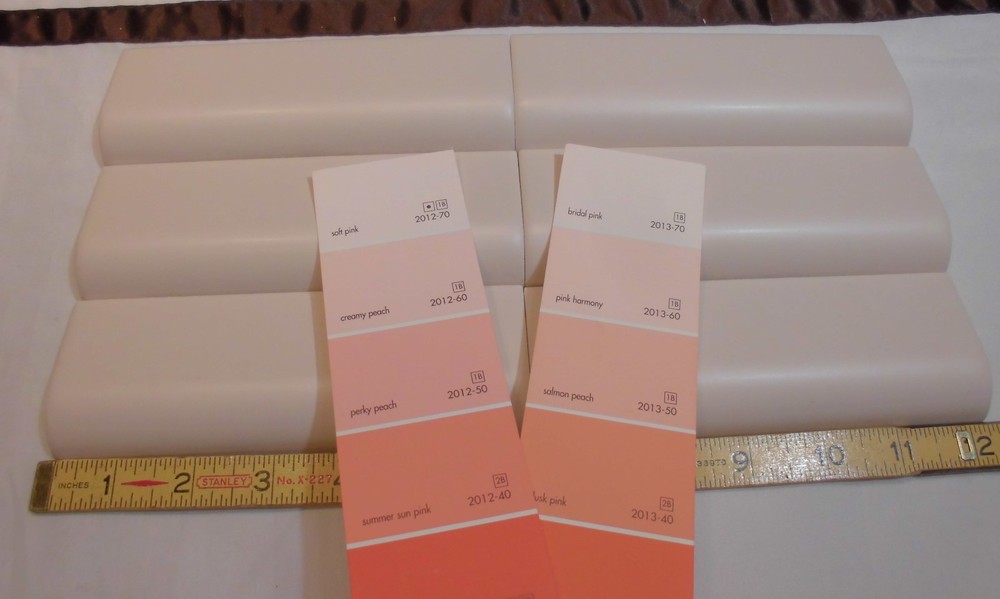 1 pc. Matte *Soft Pink* Ceramic Radius/Mudd Cap Bullnose Trim Florida Tile, New
