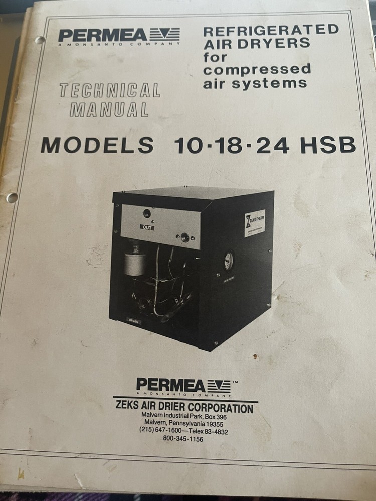 Permea Refrigerated Air Dryers Technical Manuals