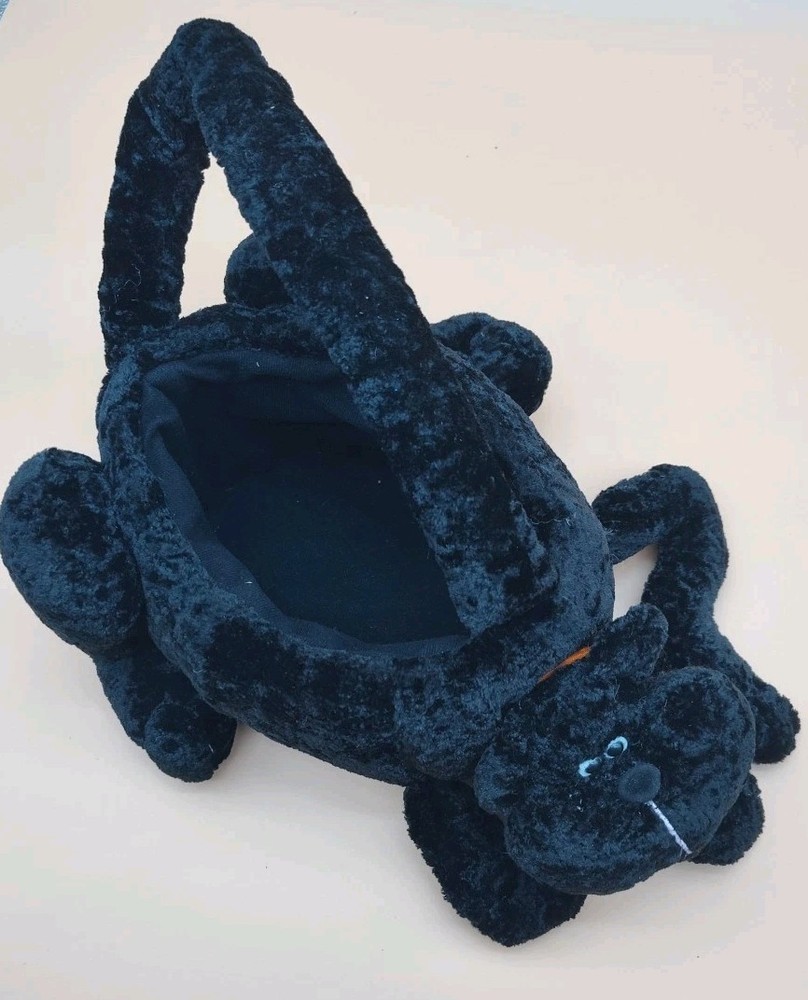 Halloween Plush Black Cat Basket