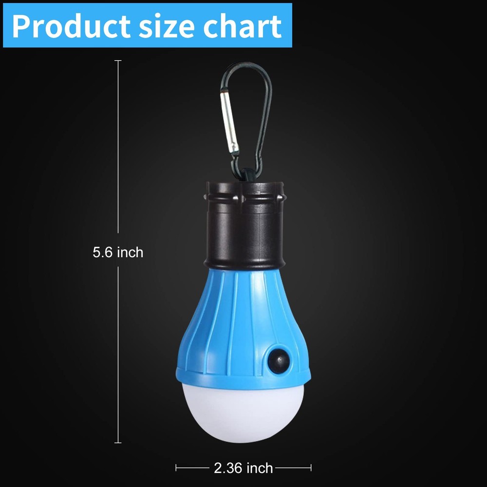 LED Camping Tent Lantern 4-Pack Waterproof Battery Powered with Clip Hook Bright