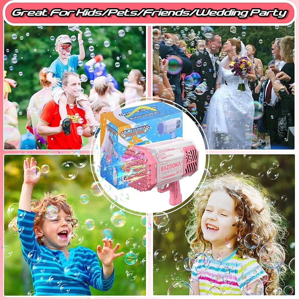 88Hole Magic Rocket Launcher Pink Bubble Gun Bubble Bazooka Bubble Machine Gift