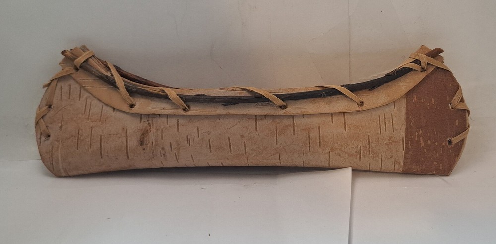 Miniature Leather Canoe handmade 8.5" long