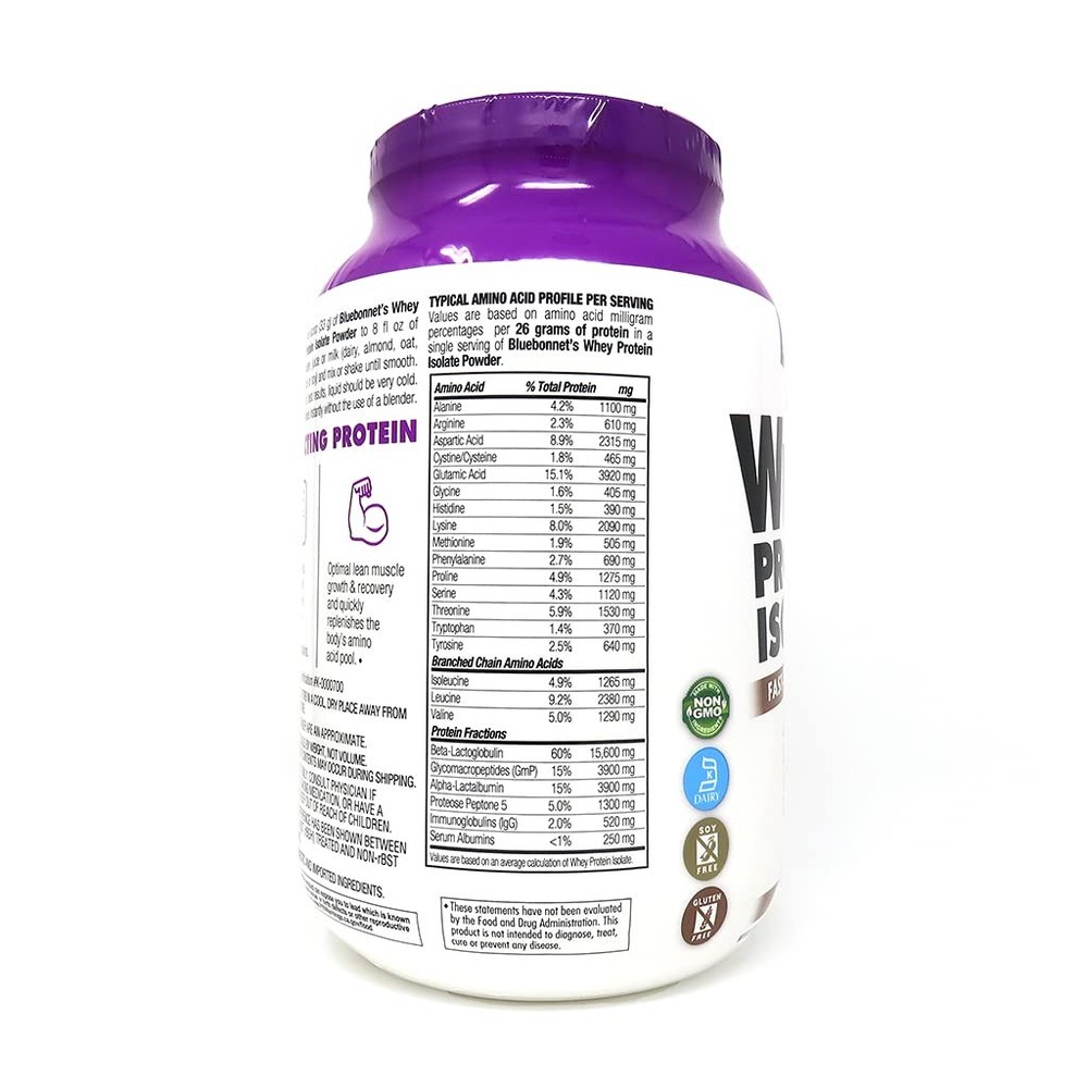 BlueBonnet 100% Natural Whey Protein Isolate Powder, Chocolate, 2 Pound