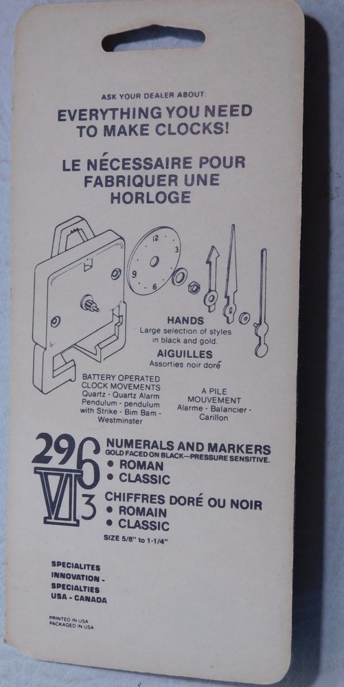 New Clock Hands USA Made Black