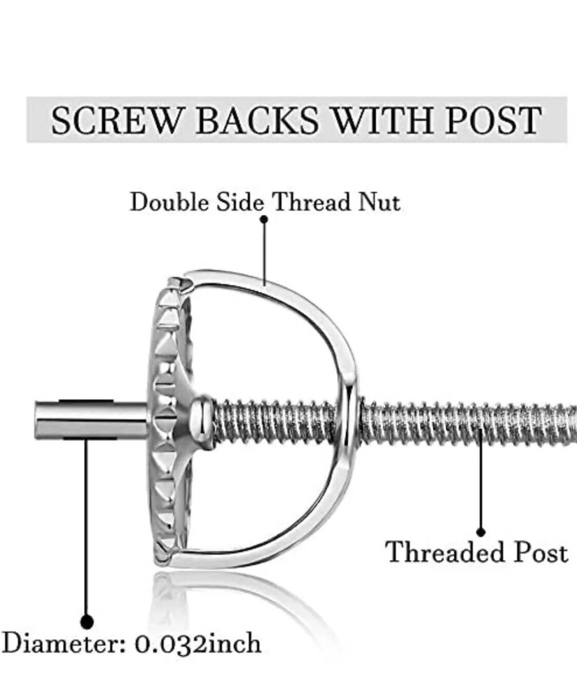 14k White Gold Replacement 1 Pair Screw Back for Stud Earrings Value $75.00