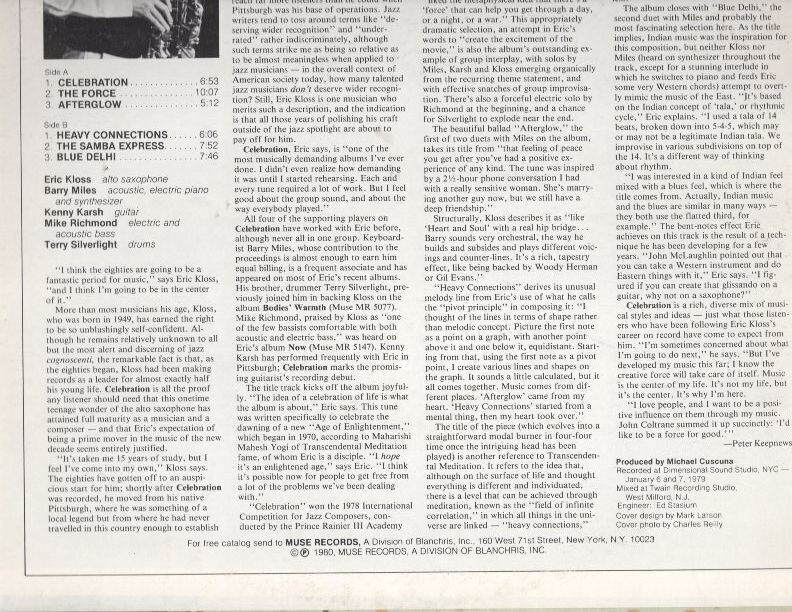 Eric Kloss - Celebration Vinyl LP