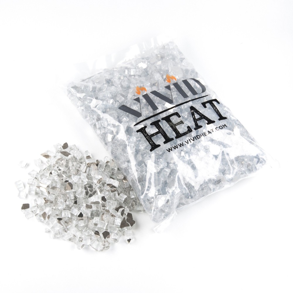 Sparkling Silver 1/2" Premium Reflective Fire Glass for Fireplace and Fire Pit