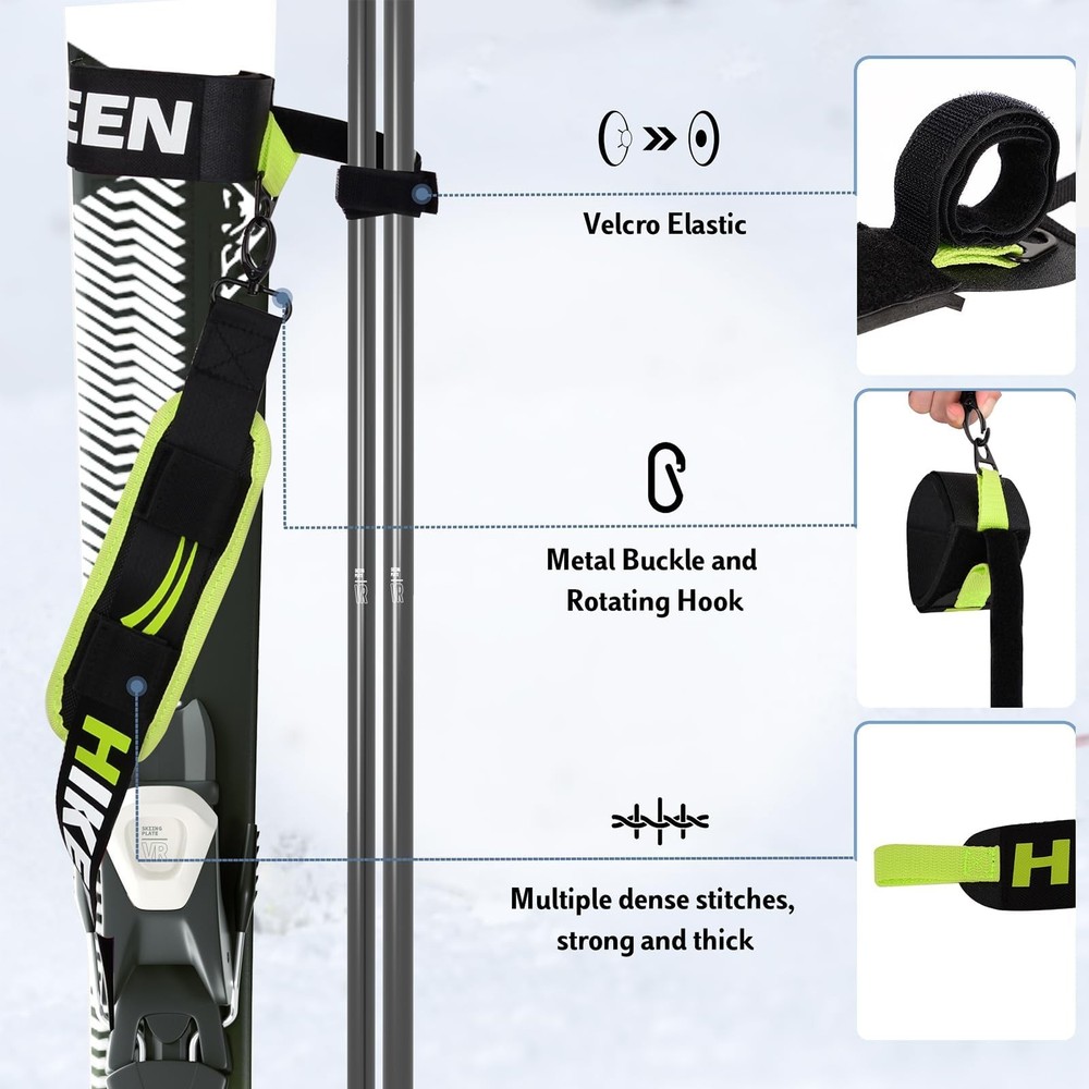 2 Sets Ski Strap, Pole and Boot Ski Carrier Strap for Easy Transportation of ...