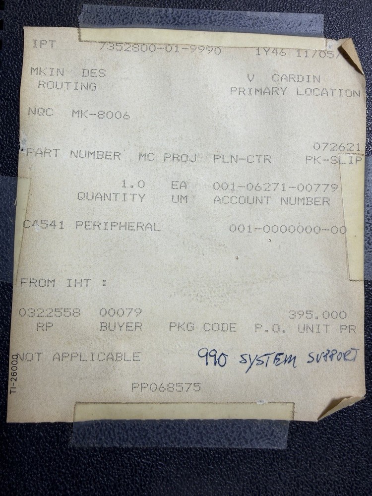 Texas Instruments Ti 990 Support Board Vintage