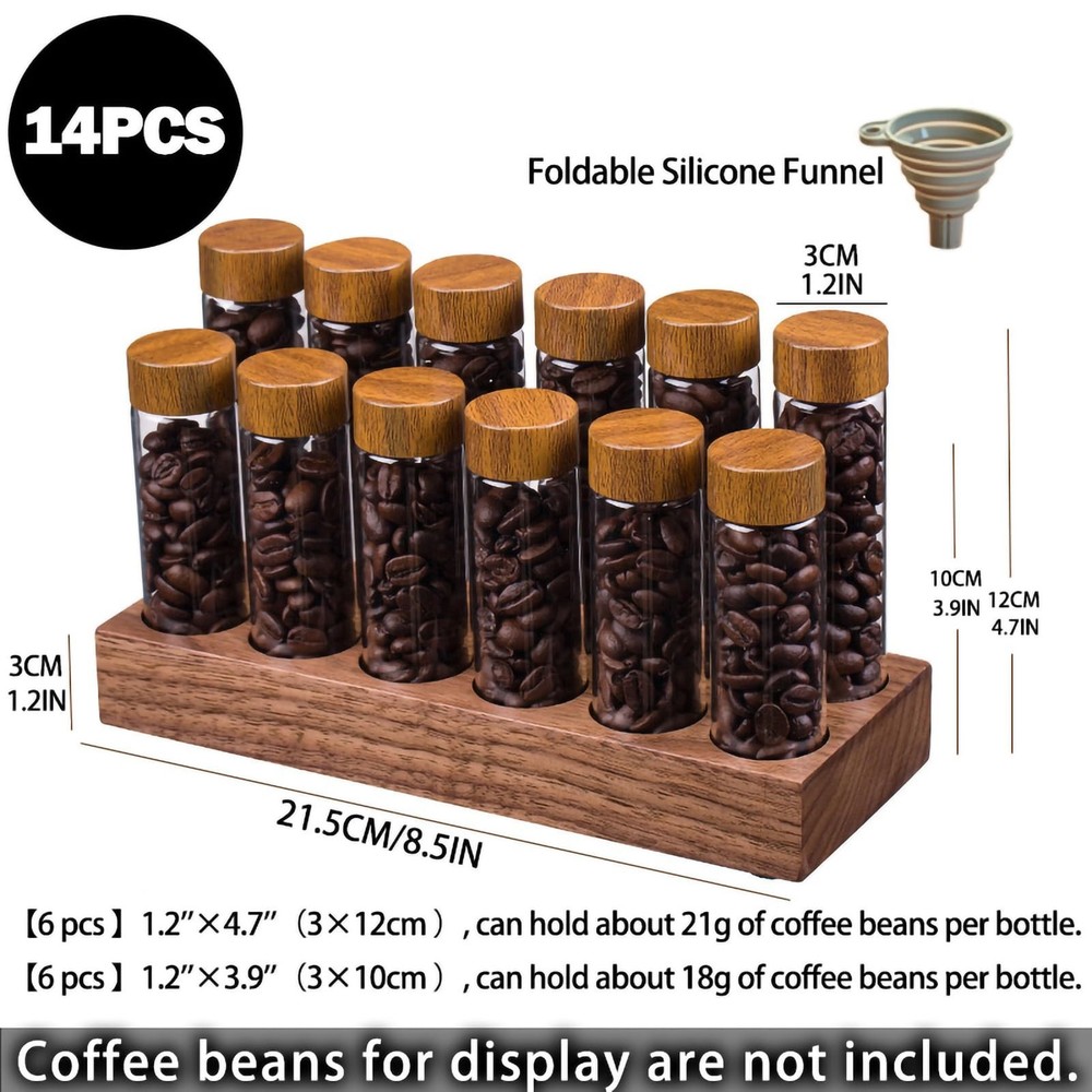 Coffee Bean StorageCoffee Storage Container with Walnut Solid Wood BaseCoffee...