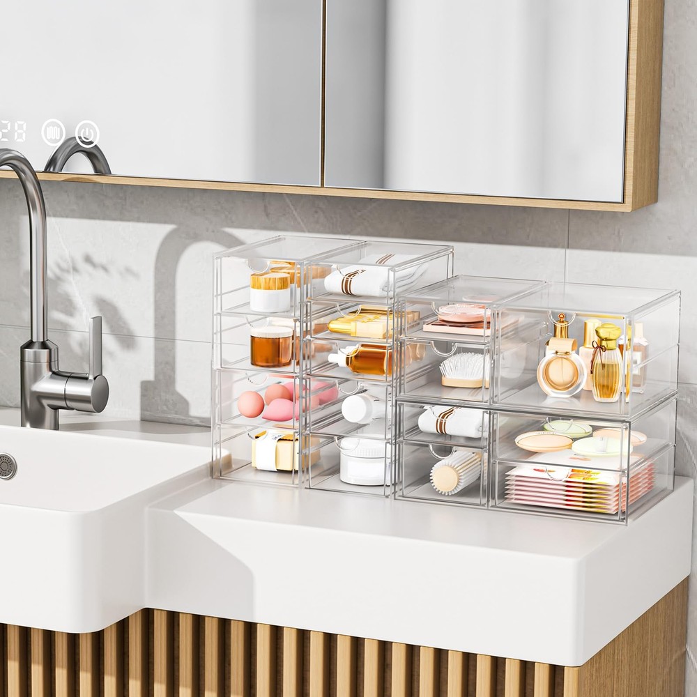 YFXCVSL Clear Stackable Storage Drawers, Acrylic 7 Transparent