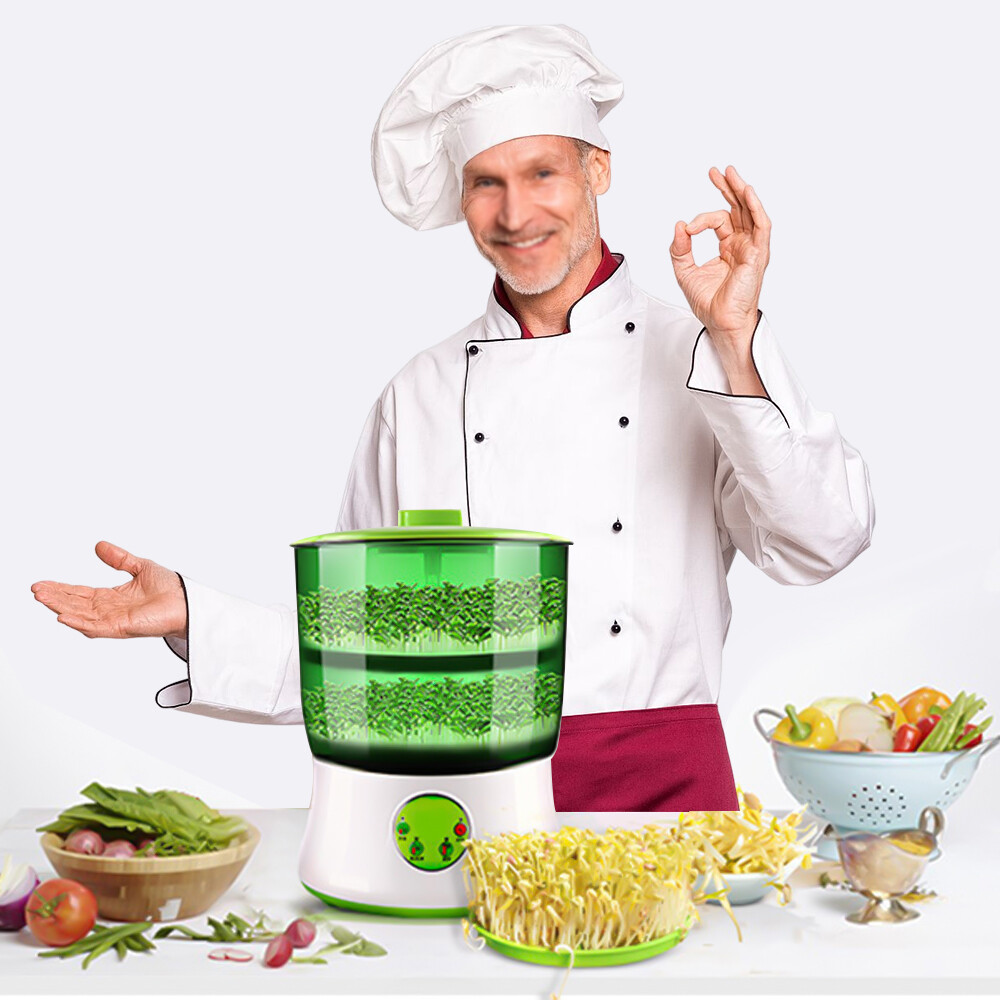 2Layers Automatic Bean Sprout Maker Household Bean Sprouts Machine 360 Sprinkler