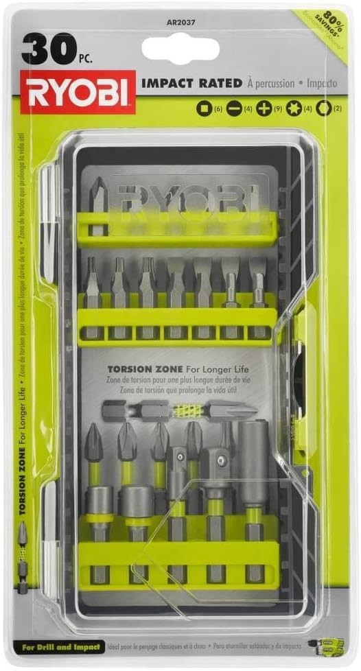Lightweight 30-Piece Impact Rated Tool Set with Hex Shank Compatibility