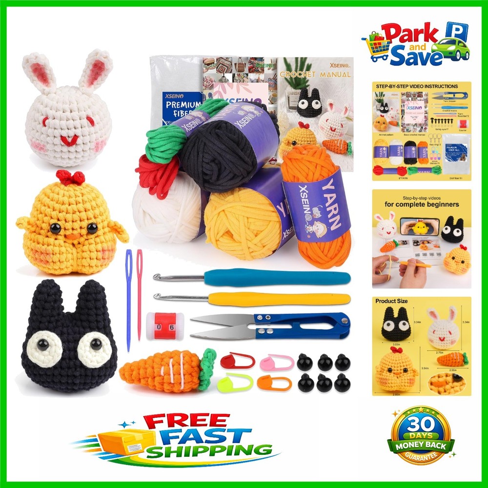 Beginner's Crochet Kit - Learn to Create Adorable Animals with Video Tutorials