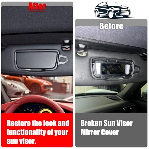 Compatible with Porsche Sun Visor Mirror Cover,Left/Right Sun Visor Black