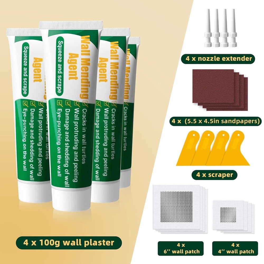 4 Pack Wall Mending Agent Wall Repair With Tool Kit Wall Surface Hole Quick Fill