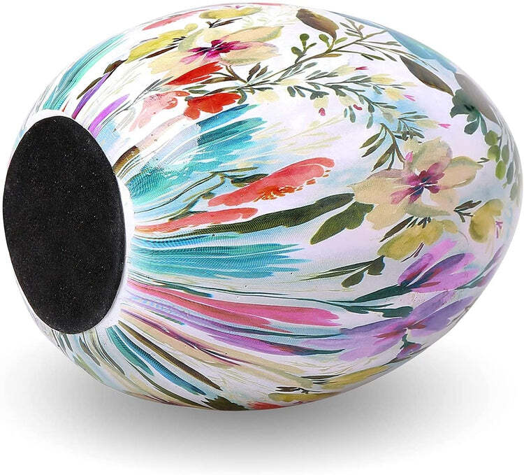 Ceramic Decorative Easter Egg with Artistic Floral Design, Tabletop Decoration