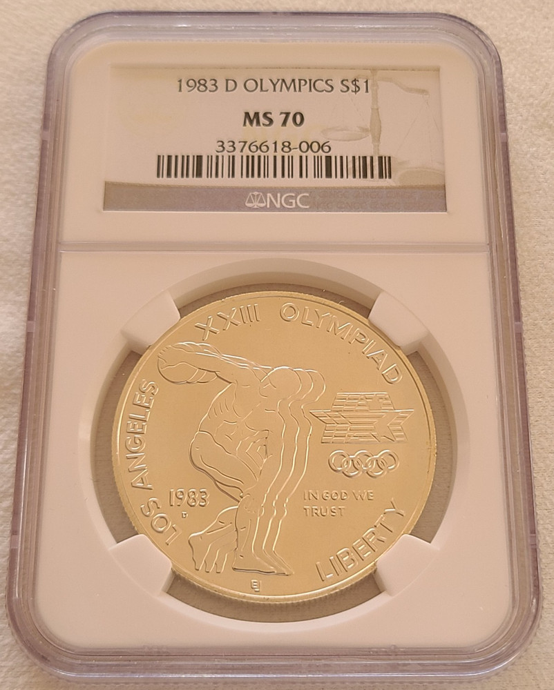 1983 D Olympics commemorative silver dollar NGC MS70