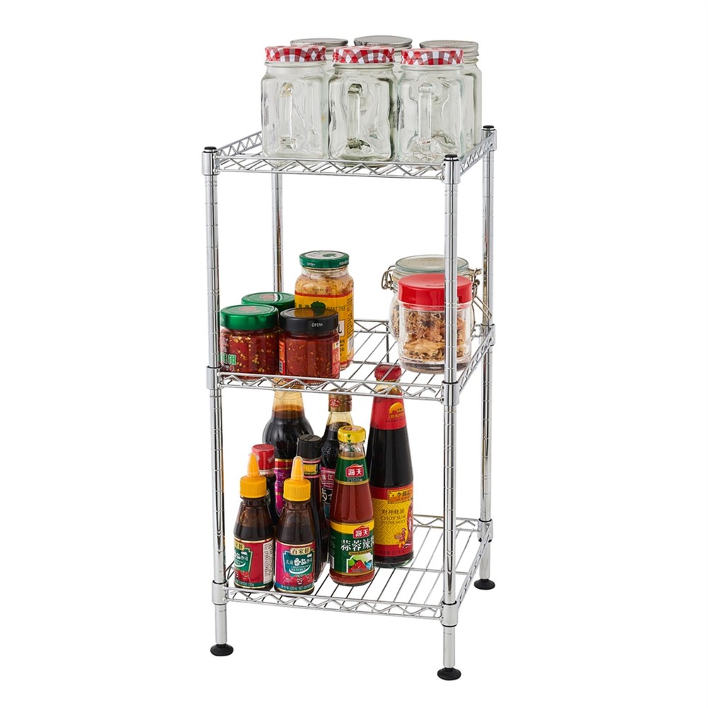 3 Tier Steel Wire Storage Shelving Rack Kitchen Office Garage Tower Wire Shelf