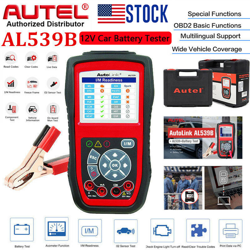 Autel AL539B OBD2 Scanner, 3-in-1 Code Reader Battery Tester Avometer for 12 V