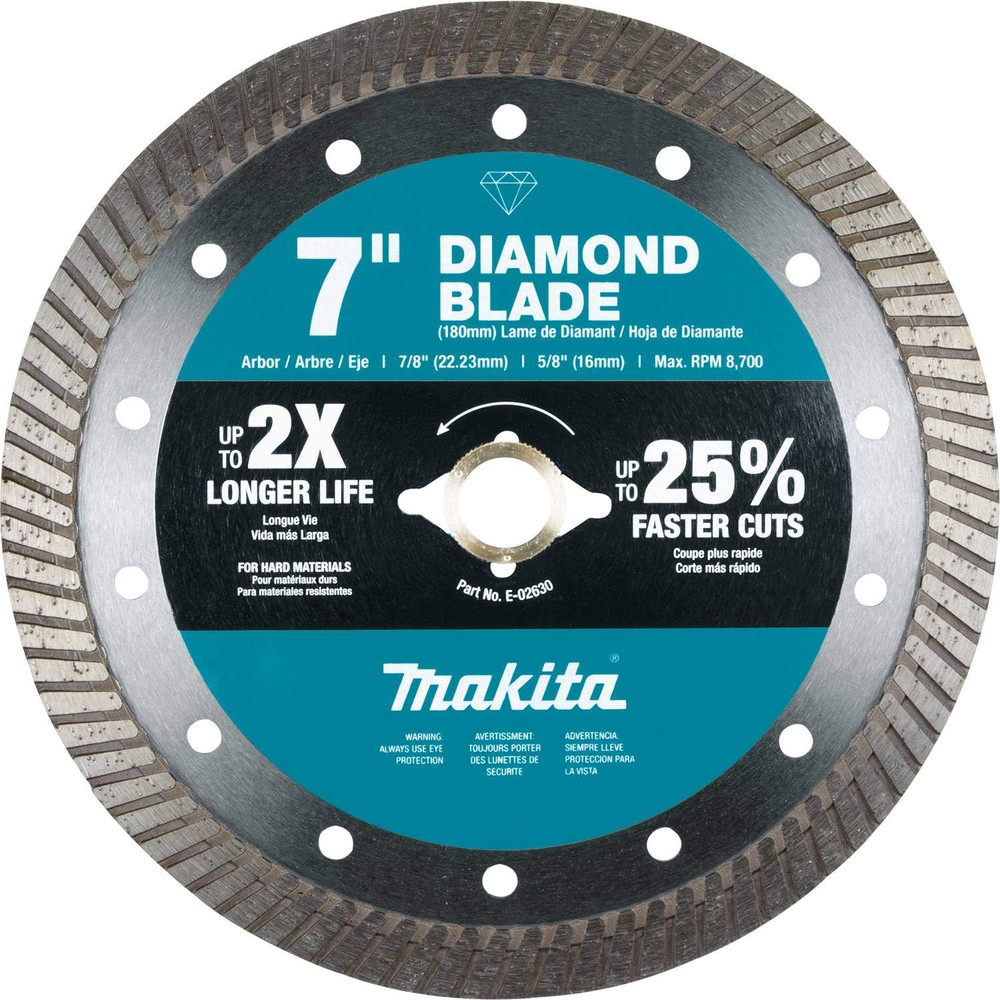 E-02630 7" Diamond Blade, Turbo, Hard Material