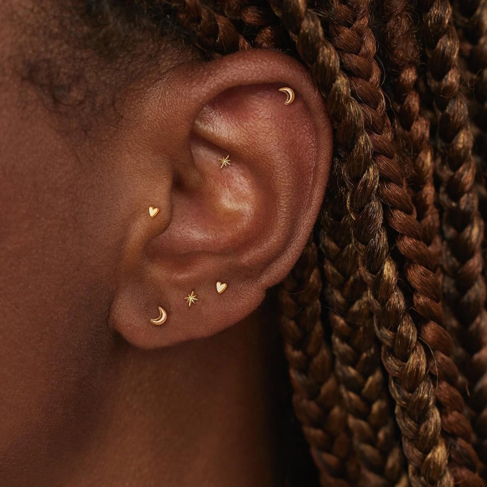 Flat Back Helix Piercing Jewelry, Tiny Threadless Flatback Stud Earrings 20G/18G