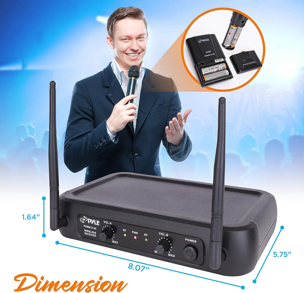 Dual-Channel Wireless Microphone System-Vhf Fixed Dual Frequency Wireless Mic Re