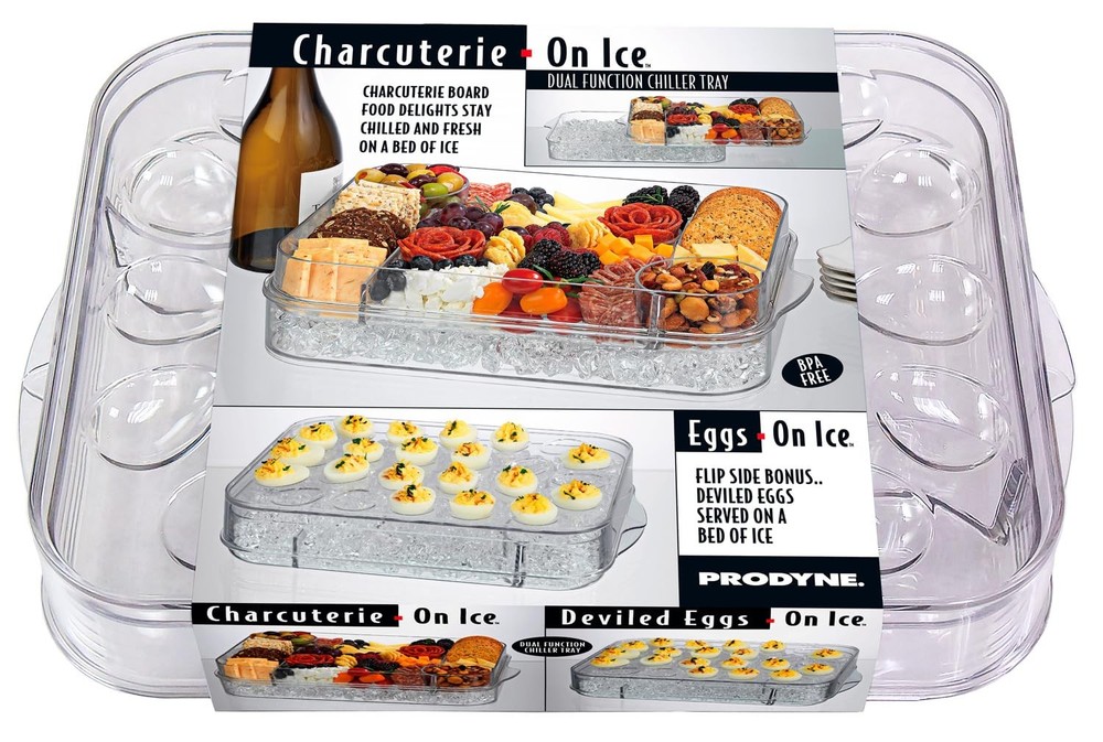 Prodyne Charcuterie & Deviled Eggs On Ice Platter 2-Piece Serveware Set