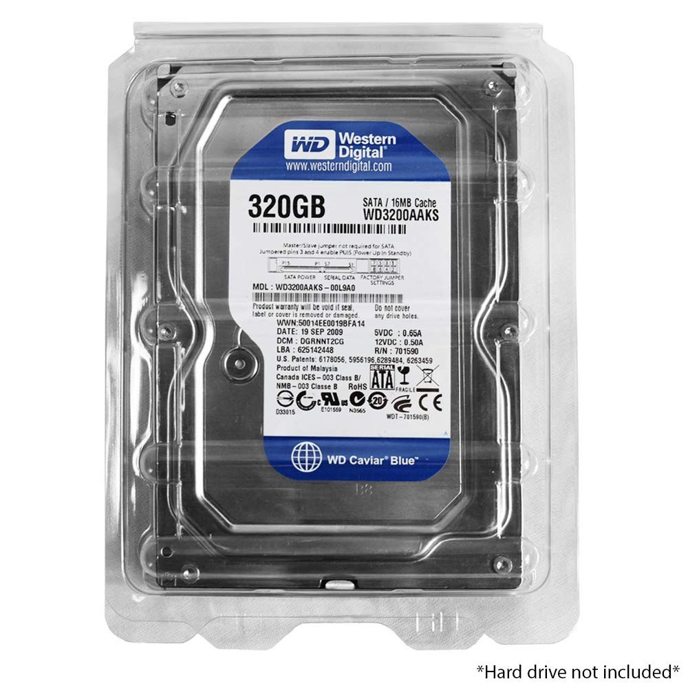 Plastic ESD Clamshell Case for 3.5" Internal Hard Drives (3.5" 10 Pack)