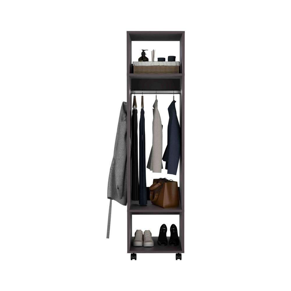 Cluster Wardrove with Mirror Engineered Wood Black
