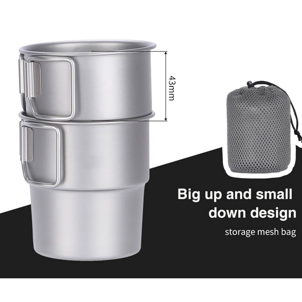 Stackable Coffee Mugs Titanium Camping Cups 300ml Foldable Handle Outdoor Y ZPKI