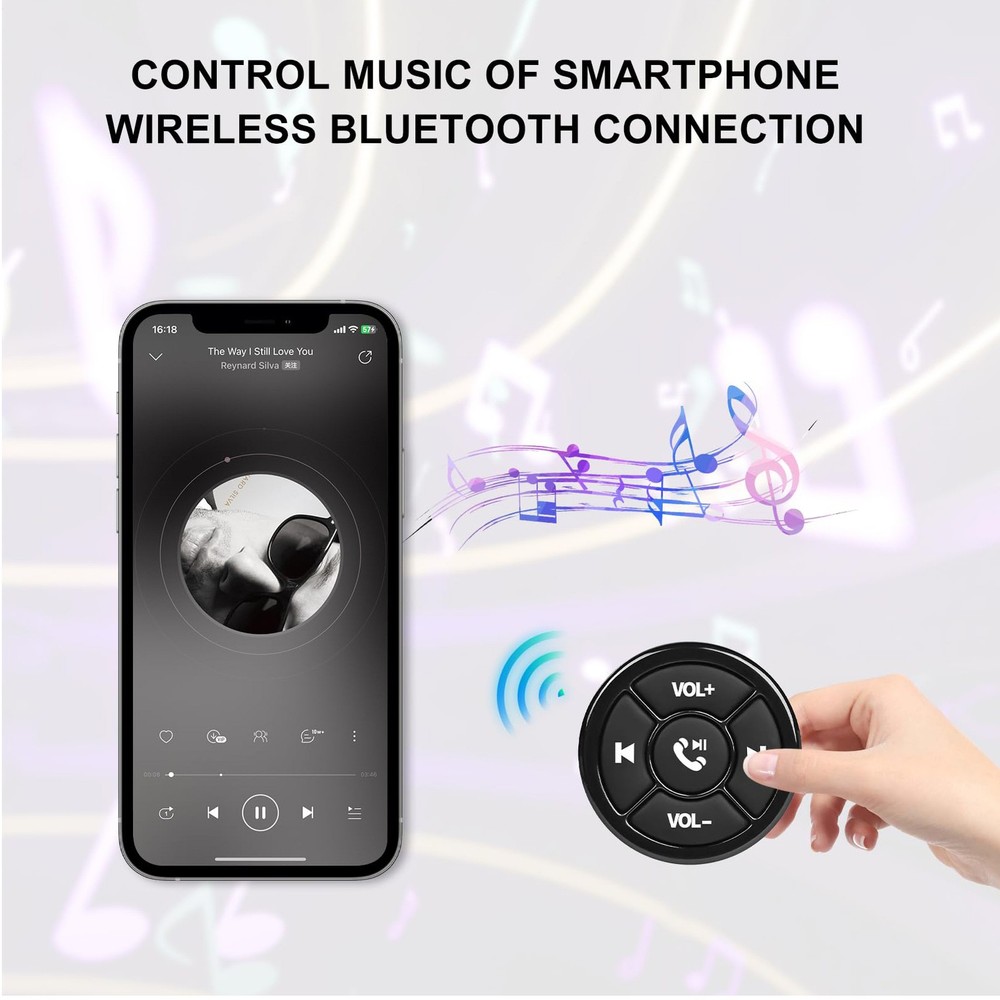 Bluetooth Wireless Media Button Car Steering Wheel Remote Control for Motorcycle