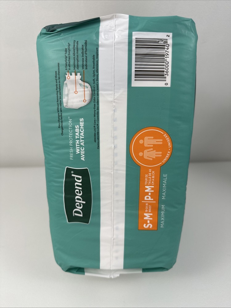 Depend Maximum Protection with Tabs Incontinence Briefs, S/M, 20 Count