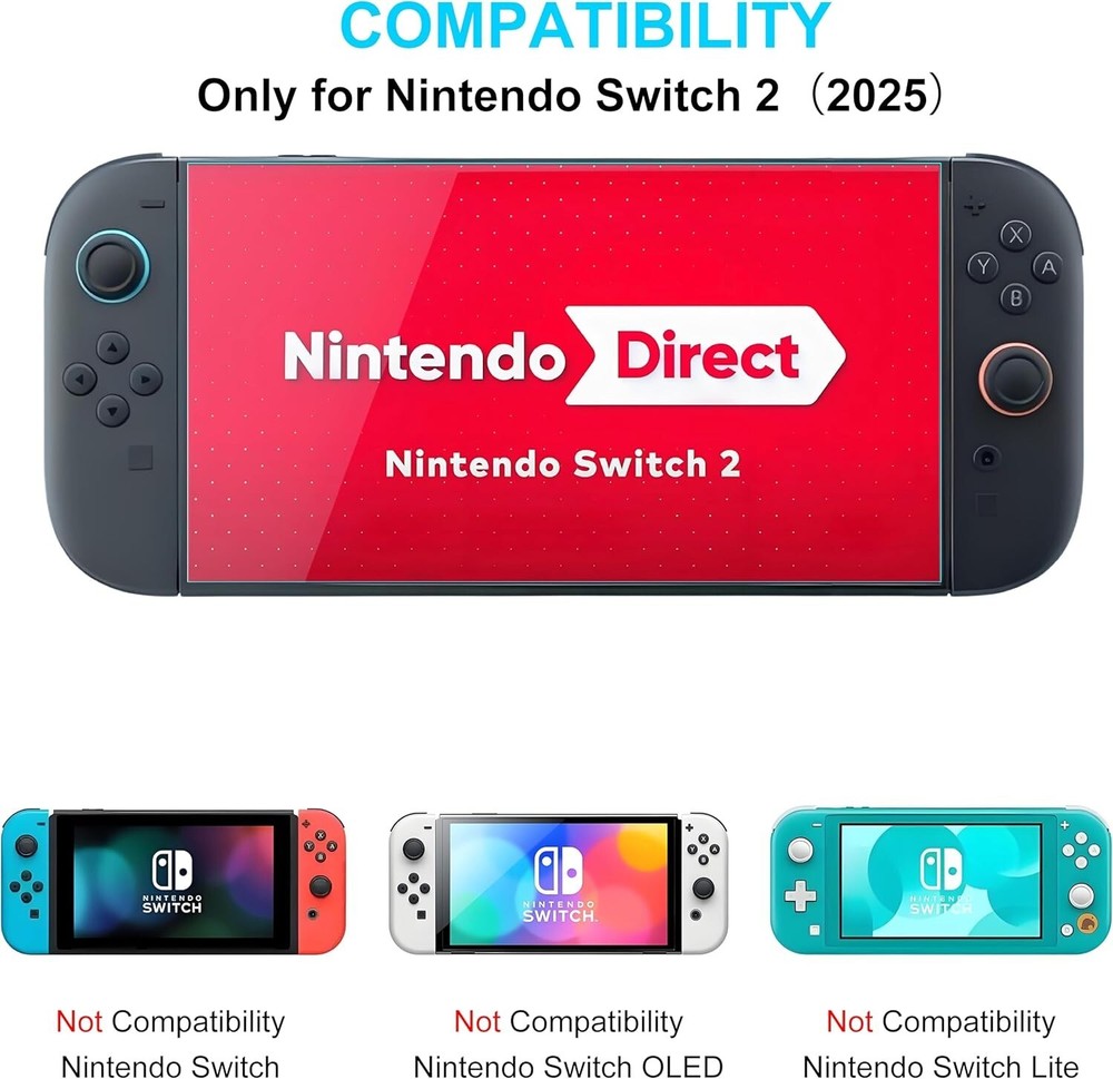 2-Pack For Nintendo Switch 2 Console 2025 Tempered Glass Cover Screen Protector