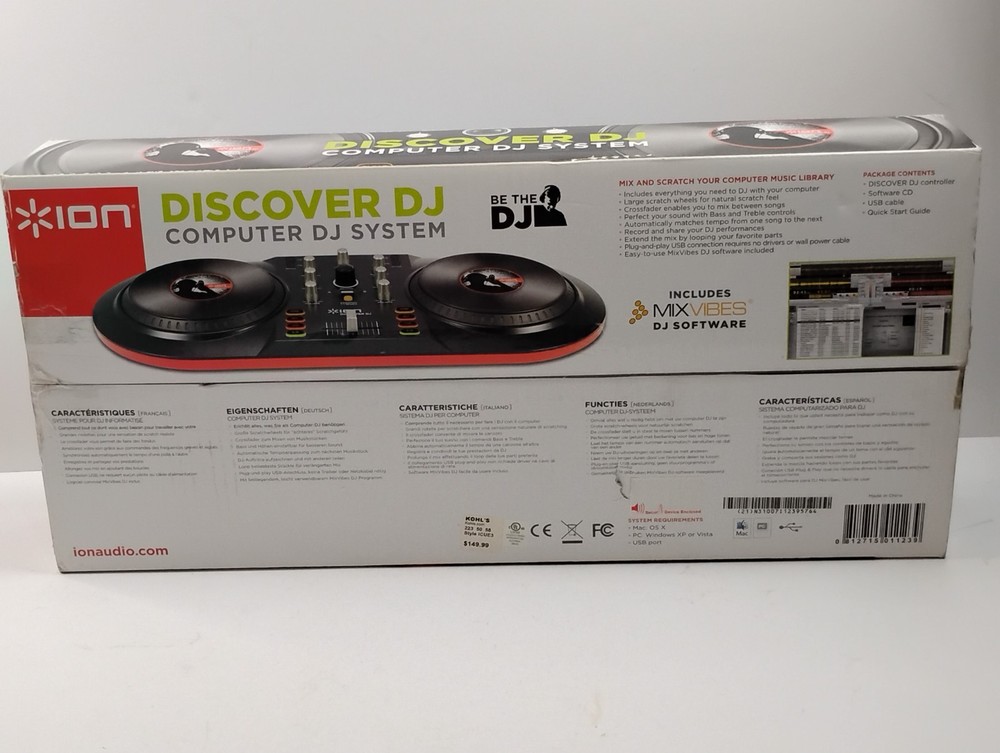 Ion Audio ICUE3 Discover DJ System USB Interface Black/Red for Computer Transfer