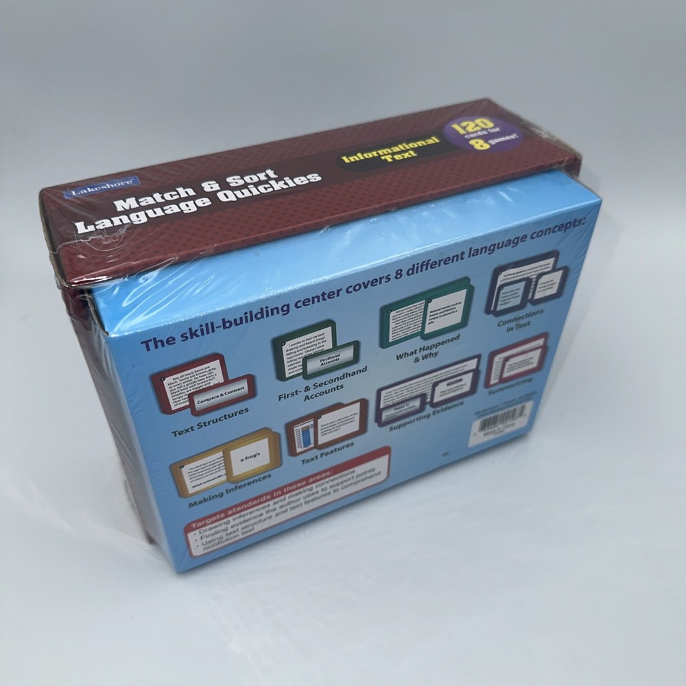 Lakeshore Match & Sort Language Quickies Informational Reading Text Cards
