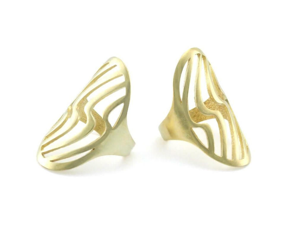 Thunders thunder oval statement adjustable ring Raw brass (5 - 8US size) 4341