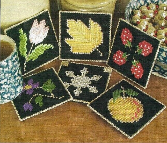 SEASONAL COASTERS HOME DECOR PLASTIC CANVAS PATTERN INSTRUCTIONS