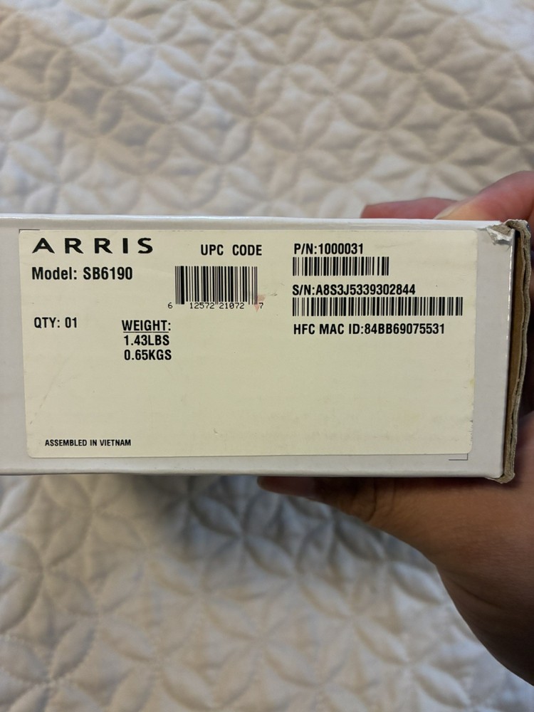 ARRIS SURFboard DOCSIS 3.0 Cable Modem SB6190