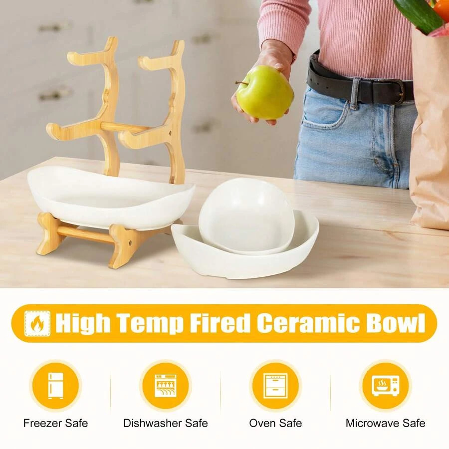 NEW 3-Tier Bamboo Storage Rack, Multi-Purpose Fruit & Snack Organizer Stand For