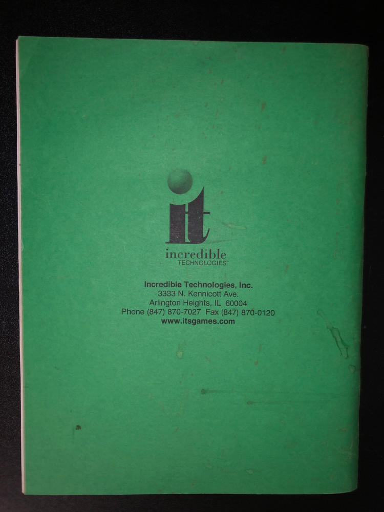Incredible Technologies GOLDEN TEE FORE ARCADE MANUAL #