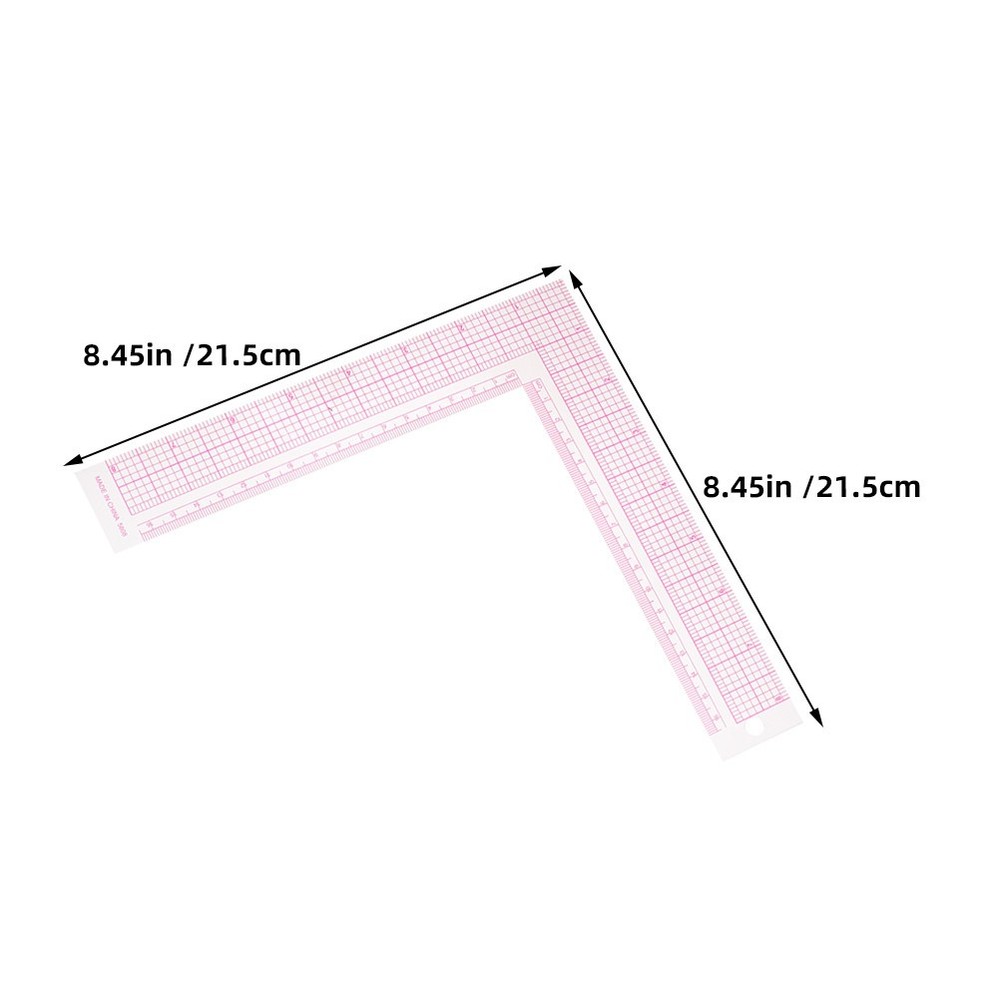 3 Pcs L Shaped Sewing Ruler Set Clear Plastic Tailor Tool For Garment Design