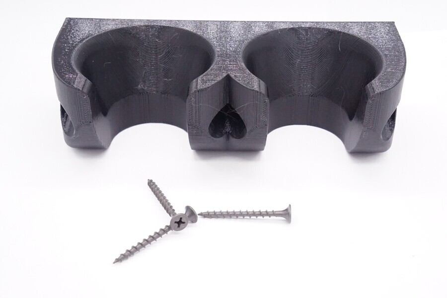 Wall Mounted Holder for Two MagLite D Cell Flashlights *BLACK*