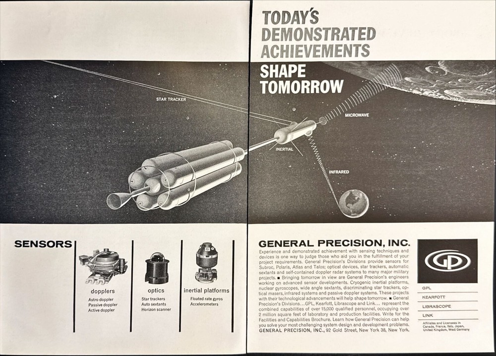 General Precision Advanced Space Sensors Vintage 2 Page Print Ad 1960