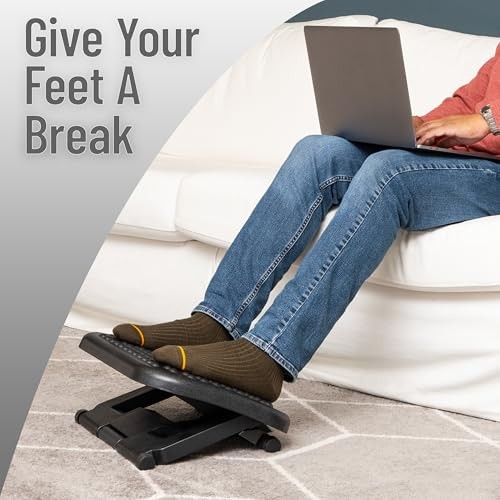 Foot Rest, Under Desk at Work, Ergonomic, Height Adjustable, Office, Single