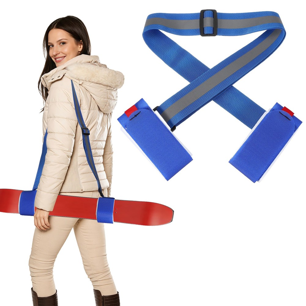 Ski Strap, Adjustable Ski Carrier Shoulder Straps,Blue & 48.4"