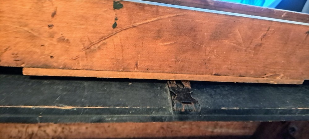 Antique Handmade Rustic Solid Wood Carpenter Tool Storage Box Chest
